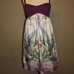 ANTHROPOLOGIE LILKA PURPLE FLORAL SILK BEACH DRESS EMPIRE WAIST - MEDIUM 4